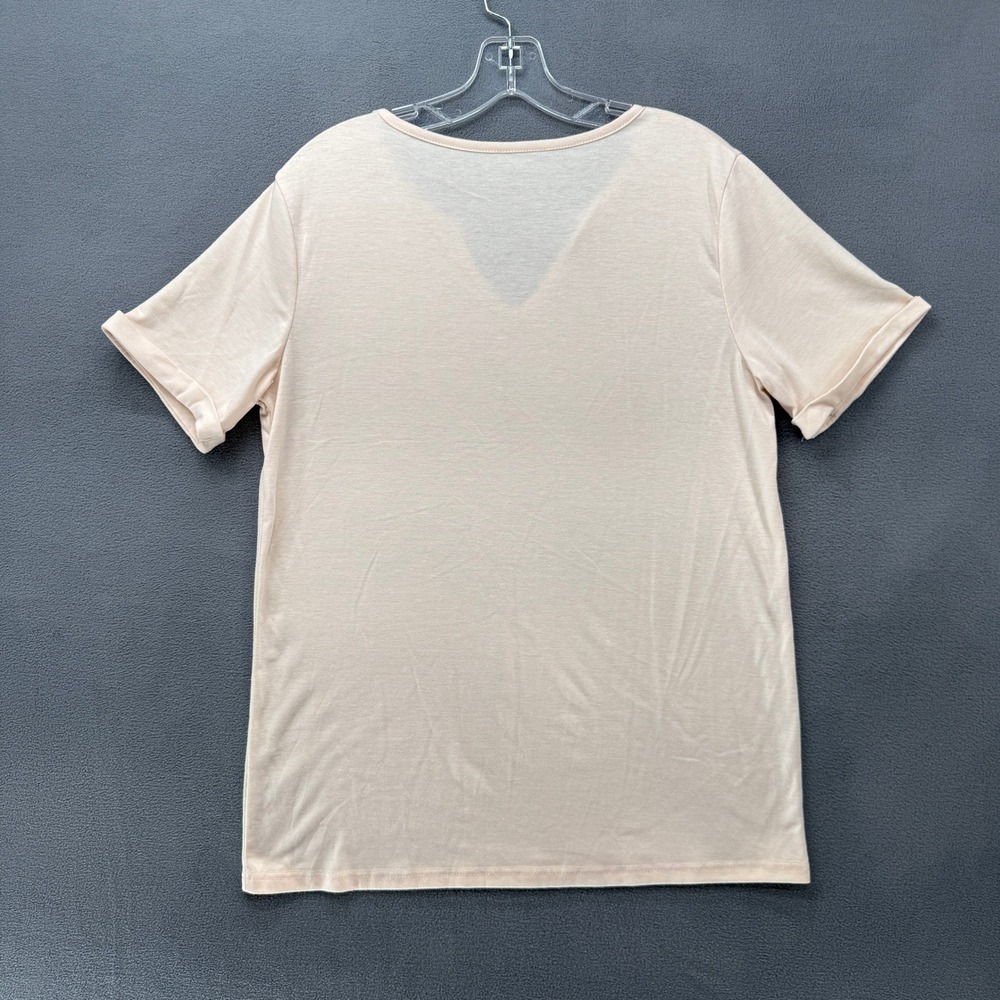Free Bird Eagle T-Shirt Cream Split V-Neck Cuffed Sleeve Size Large - Picture 2 of 8